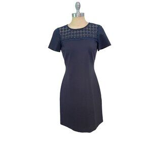 Brooks Brothers Red Fleece Navy Eyelet-Detail Shift Dress Size Small